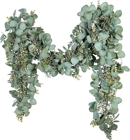 Citrus; Eucalyptus Garland 6.56 Ft Lush Silver Dollar Leaves Boxwood Artificial Faux Greenery Vines for Baby Shower Wedding Party Table Runner Room Home Mantle Decor; Category:Spring Greenery Garlands; Image:1